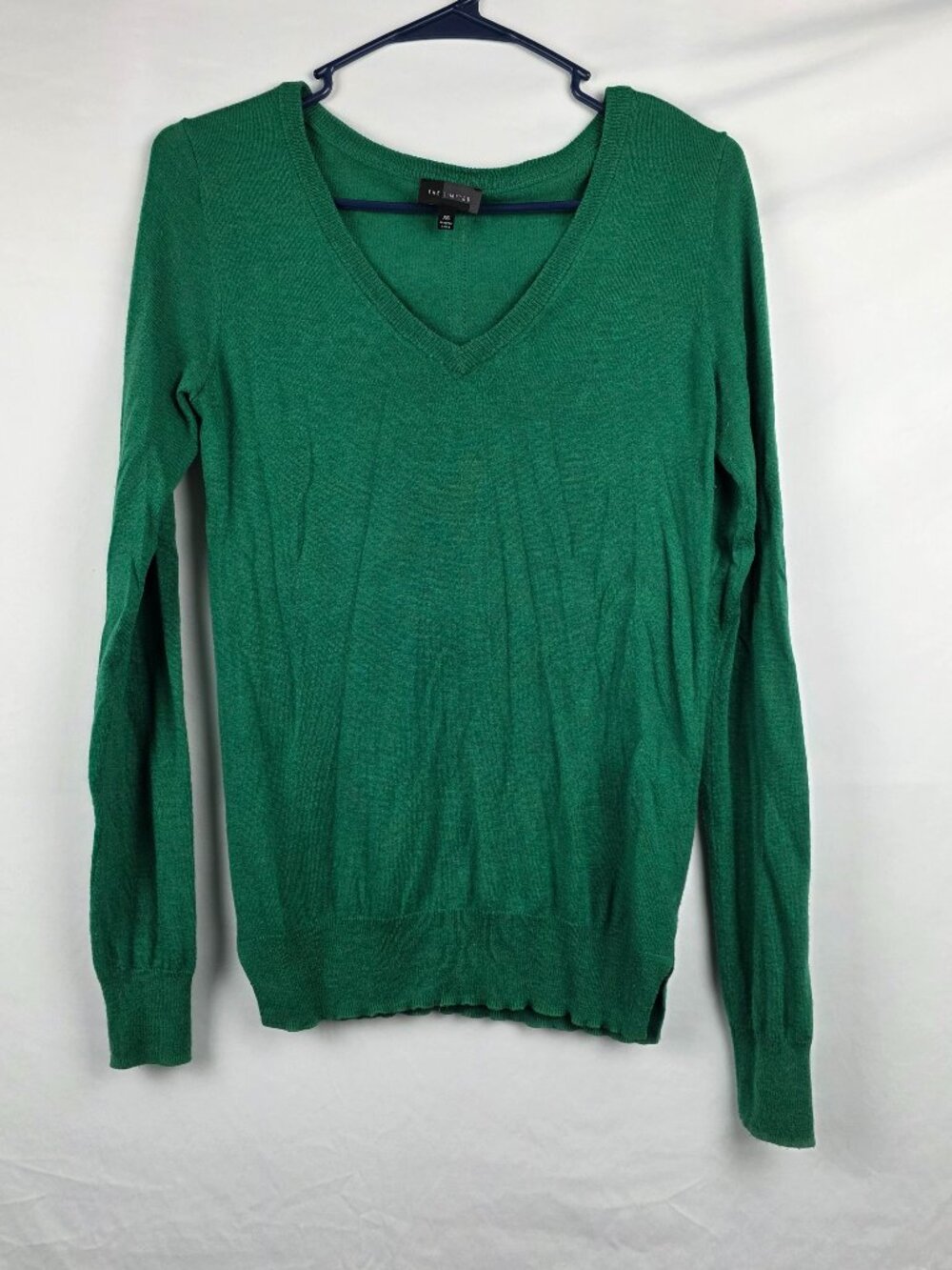 The Limited Lightweight Knit V-Neck Sweater with Eyelet Detail, Green, XS